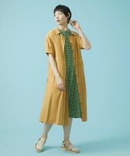 GJEHS31230 Jocomomola(ホコモモラ) Facilmente レーヨンツイルワンピース マスタード