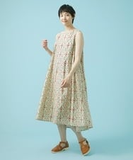 GJEHS70230 Jocomomola(ホコモモラ) ポプリンフラワープリント ノースリーブワンピース アイボリー