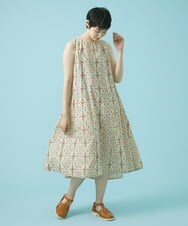 GJEHS70230 Jocomomola(ホコモモラ) ポプリンフラワープリント ノースリーブワンピース アイボリー