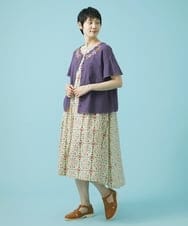 GJEHS70230 Jocomomola(ホコモモラ) ポプリンフラワープリント ノースリーブワンピース アイボリー
