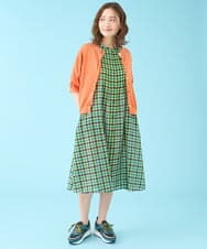 GJEHV35300 Jocomomola(ホコモモラ) Rocio シアーチェックシャツワンピース ピンク系