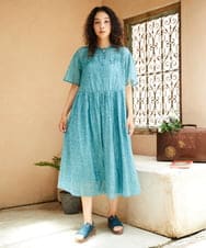 GJEJA30280 Jocomomola(ホコモモラ) Azahar コード刺繍入りコットンシルクワンピース イエロー