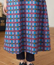 GJEJA31300 Jocomomola(ホコモモラ) Laberinto リップルチェックワンピース ブルー