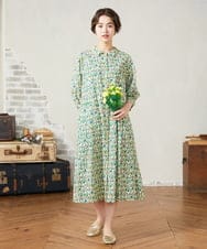 GJEJA32280 Jocomomola(ホコモモラ) Calle del Almendro  プリントシャツワンピース アイボリー