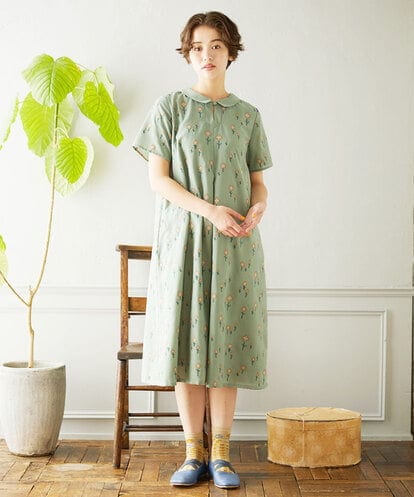 GJEJA50350 Jocomomola Escaleras de flores フラワー総刺繍ワンピース