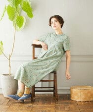 GJEJA50350 Jocomomola(ホコモモラ) Escaleras de flores フラワー総刺繍ワンピース ブラック