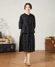 GJEJA50350 Jocomomola(ホコモモラ) Escaleras de flores フラワー総刺繍ワンピース ブラック