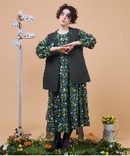 GJEJB02280 Jocomomola(ホコモモラ) Calle de la Flor Alta フラワープリントワンピース ベージュ