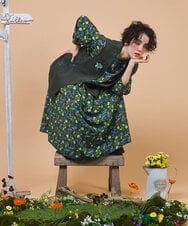 GJEJB02280 Jocomomola(ホコモモラ) Calle de la Flor Alta フラワープリントワンピース ベージュ