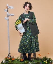 GJEJB02280 Jocomomola(ホコモモラ) Calle de la Flor Alta フラワープリントワンピース ベージュ