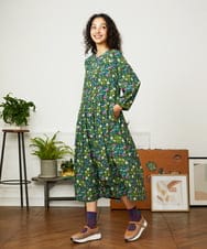 GJEJB02280 Jocomomola(ホコモモラ) Calle de la Flor Alta フラワープリントワンピース ベージュ