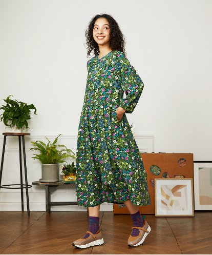 GJEJB02280 Jocomomola Calle de la Flor Alta フラワープリントワンピース