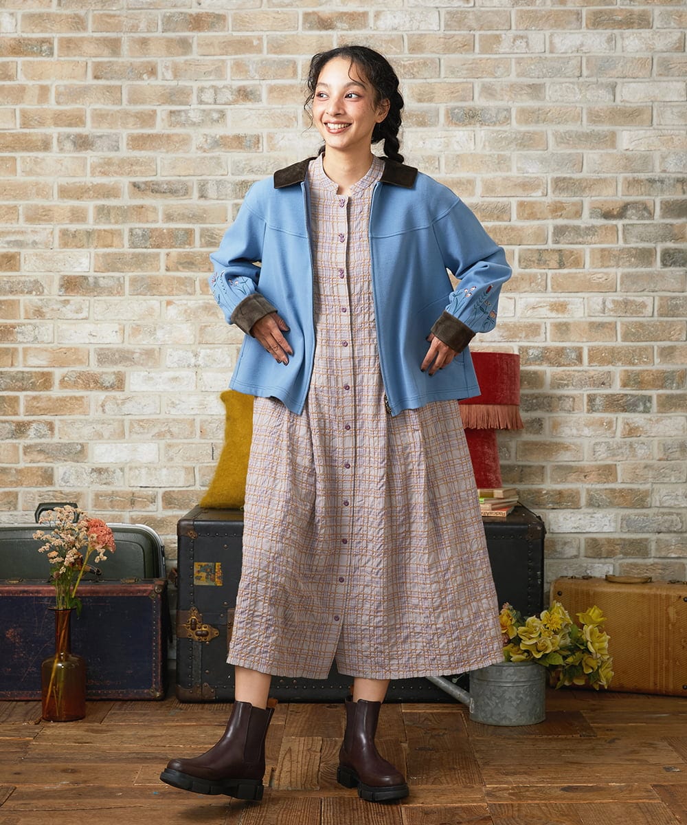 GJEJB39330 Jocomomola(ホコモモラ) Mapa チェックワンピース ブルー
