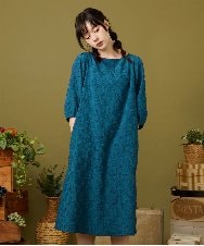 GJEJB51330 Jocomomola(ホコモモラ) Floracion フラワージャカードワンピース ブルー