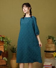GJEJB51330 Jocomomola(ホコモモラ) Floracion フラワージャカードワンピース ブルー