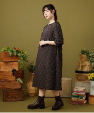 GJEJB51330 Jocomomola(ホコモモラ) Floracion フラワージャカードワンピース ブルー