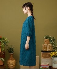 GJEJB51330 Jocomomola(ホコモモラ) Floracion フラワージャカードワンピース ブルー