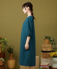 GJEJB51330 Jocomomola(ホコモモラ) Floracion フラワージャカードワンピース ブルー