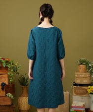 GJEJB51330 Jocomomola(ホコモモラ) Floracion フラワージャカードワンピース ブルー