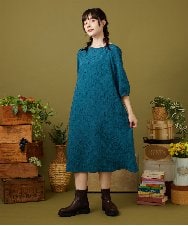 GJEJB51330 Jocomomola(ホコモモラ) Floracion フラワージャカードワンピース ブルー