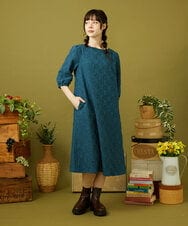 GJEJB51330 Jocomomola(ホコモモラ) Floracion フラワージャカードワンピース ブルー