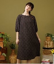 GJEJB51330 Jocomomola(ホコモモラ) Floracion フラワージャカードワンピース ブラック