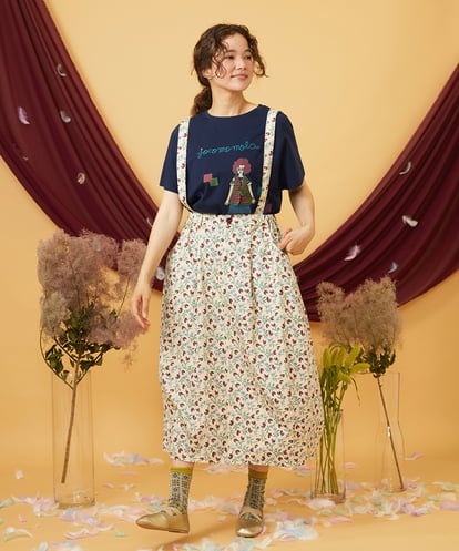 GJEJD01250 Jocomomola 【マルチWAY】Aves ツイルプリントサロペットスカート