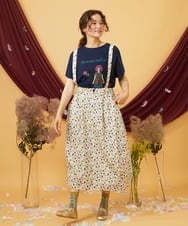 GJEJD01250 Jocomomola(ホコモモラ) 【マルチWAY】Aves ツイルプリントサロペットスカート ベージュ