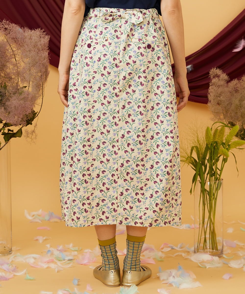 GJEJD01250 Jocomomola(ホコモモラ) 【マルチWAY】Aves ツイルプリントサロペットスカート ベージュ