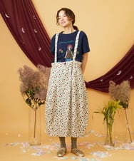 GJEJD01250 Jocomomola(ホコモモラ) 【マルチWAY】Aves ツイルプリントサロペットスカート ベージュ