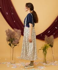 GJEJD01250 Jocomomola(ホコモモラ) 【マルチWAY】Aves ツイルプリントサロペットスカート ベージュ