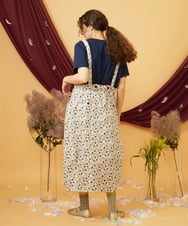 GJEJD01250 Jocomomola(ホコモモラ) 【マルチWAY】Aves ツイルプリントサロペットスカート ベージュ