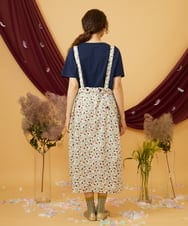 GJEJD01250 Jocomomola(ホコモモラ) 【マルチWAY】Aves ツイルプリントサロペットスカート ベージュ