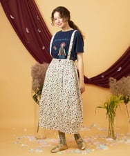 GJEJD01250 Jocomomola(ホコモモラ) 【マルチWAY】Aves ツイルプリントサロペットスカート ベージュ