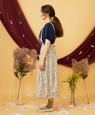 GJEJD01250 Jocomomola(ホコモモラ) 【マルチWAY】Aves ツイルプリントサロペットスカート ベージュ