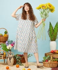 GJEJD30280 Jocomomola(ホコモモラ) 【先行予約】フラワープリントワンピース アイボリー