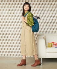 GJEJE38280 Jocomomola(ホコモモラ) スクエアネックツイルジャンパースカート ベージュ