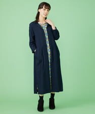 GJEJT35250 Jocomomola(ホコモモラ) ドットドビーシャツワンピース ネイビー