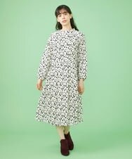 GJEJT38250 Jocomomola(ホコモモラ) Flor フロッキープリントワンピース ブルー