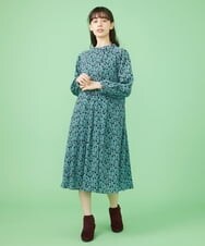 GJEJT38250 Jocomomola(ホコモモラ) Flor フロッキープリントワンピース ブルー