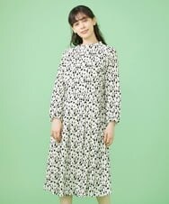 GJEJT38250 Jocomomola(ホコモモラ) Flor フロッキープリントワンピース アイボリー