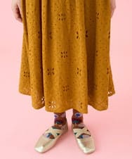 GJEJV01330 Jocomomola(ホコモモラ) CHURROS アイレット総刺繍ワンピース キャメル
