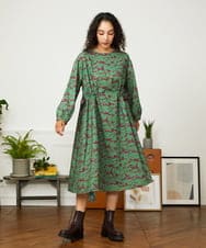 GJELA30300 Jocomomola(ホコモモラ) 【早割10％OFF】Palgue de El Retiro アニマルプリントワンピース グリーン