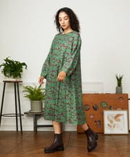 GJELA30300 Jocomomola(ホコモモラ) 【早割10％OFF】Palgue de El Retiro アニマルプリントワンピース グリーン