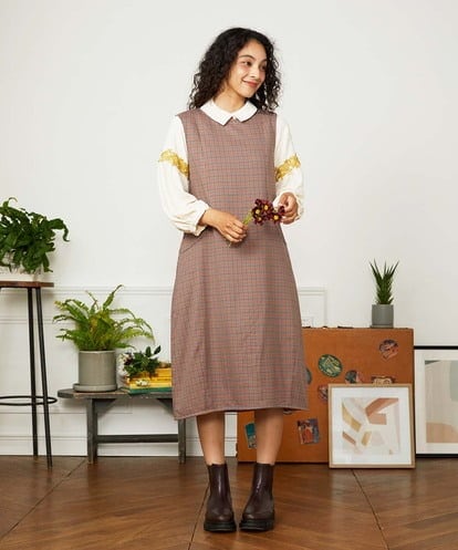 GJELA32300 Jocomomola 【早割10％OFF】T/Rドビー ジャンパースカート