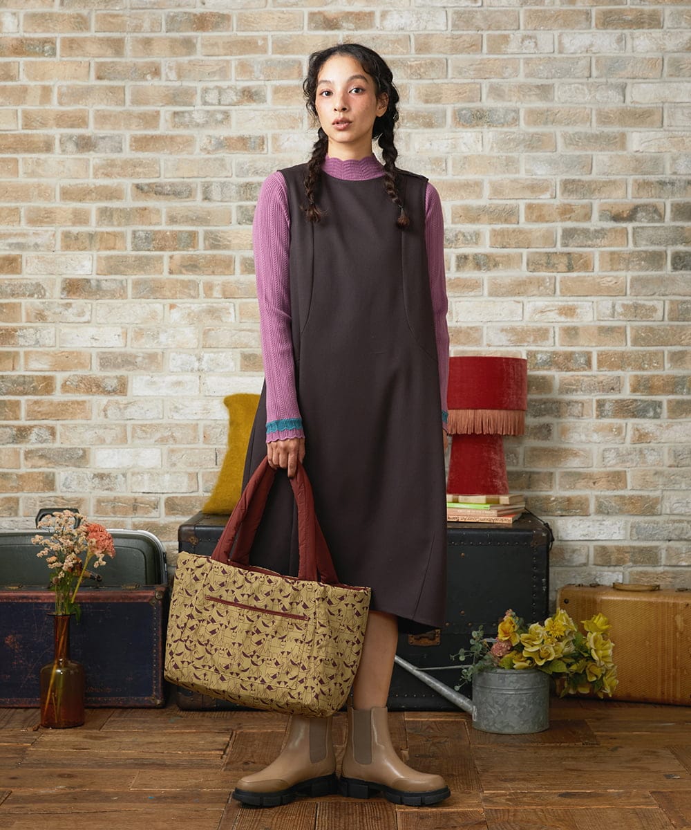 GJELA32300 Jocomomola(ホコモモラ) T/Rドビー ジャンパースカート ベージュ