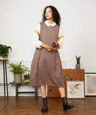 GJELA32300 Jocomomola(ホコモモラ) 【早割10％OFF】T/Rドビー ジャンパースカート ベージュ