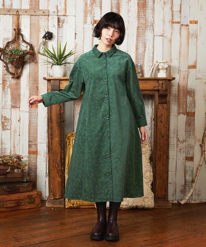 GJELA36330 Jocomomola コーデュロイオパールプリントシャツワンピース