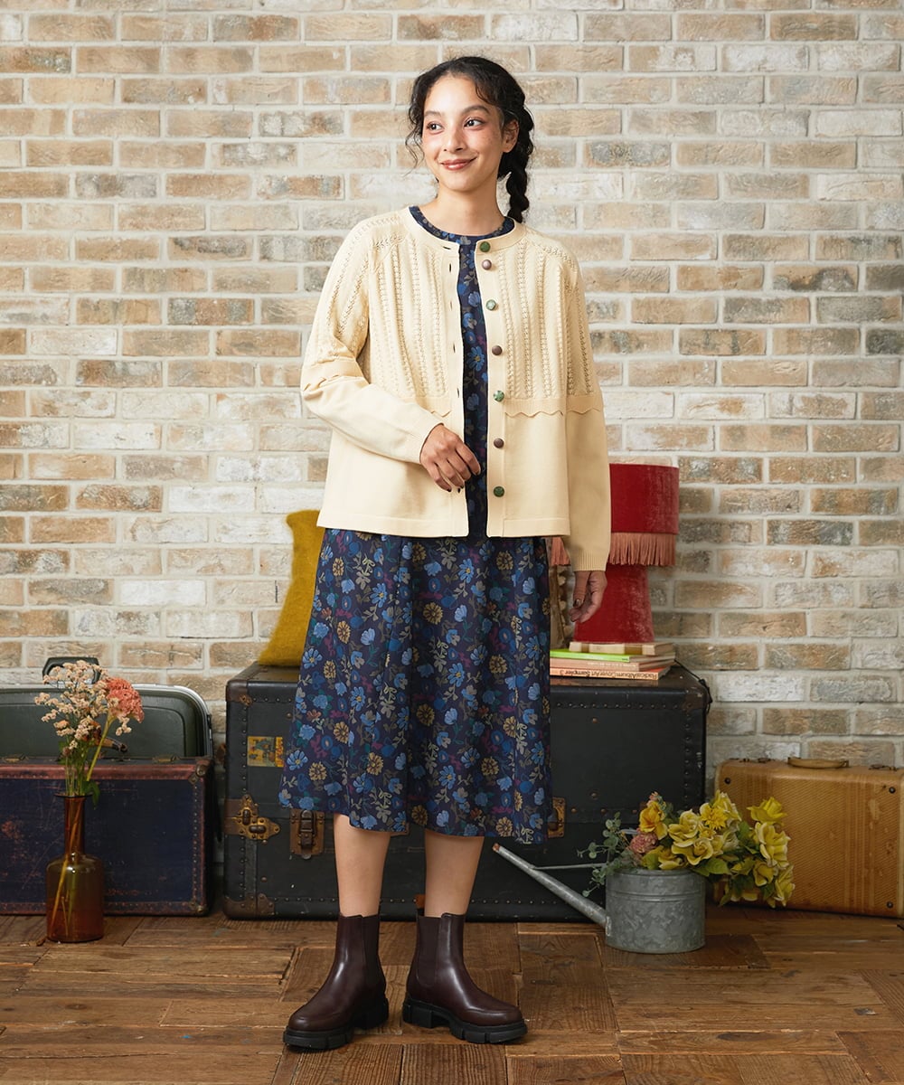 GJELA50300 Jocomomola(ホコモモラ) Bail de flores フラワープリントワンピース イエロー