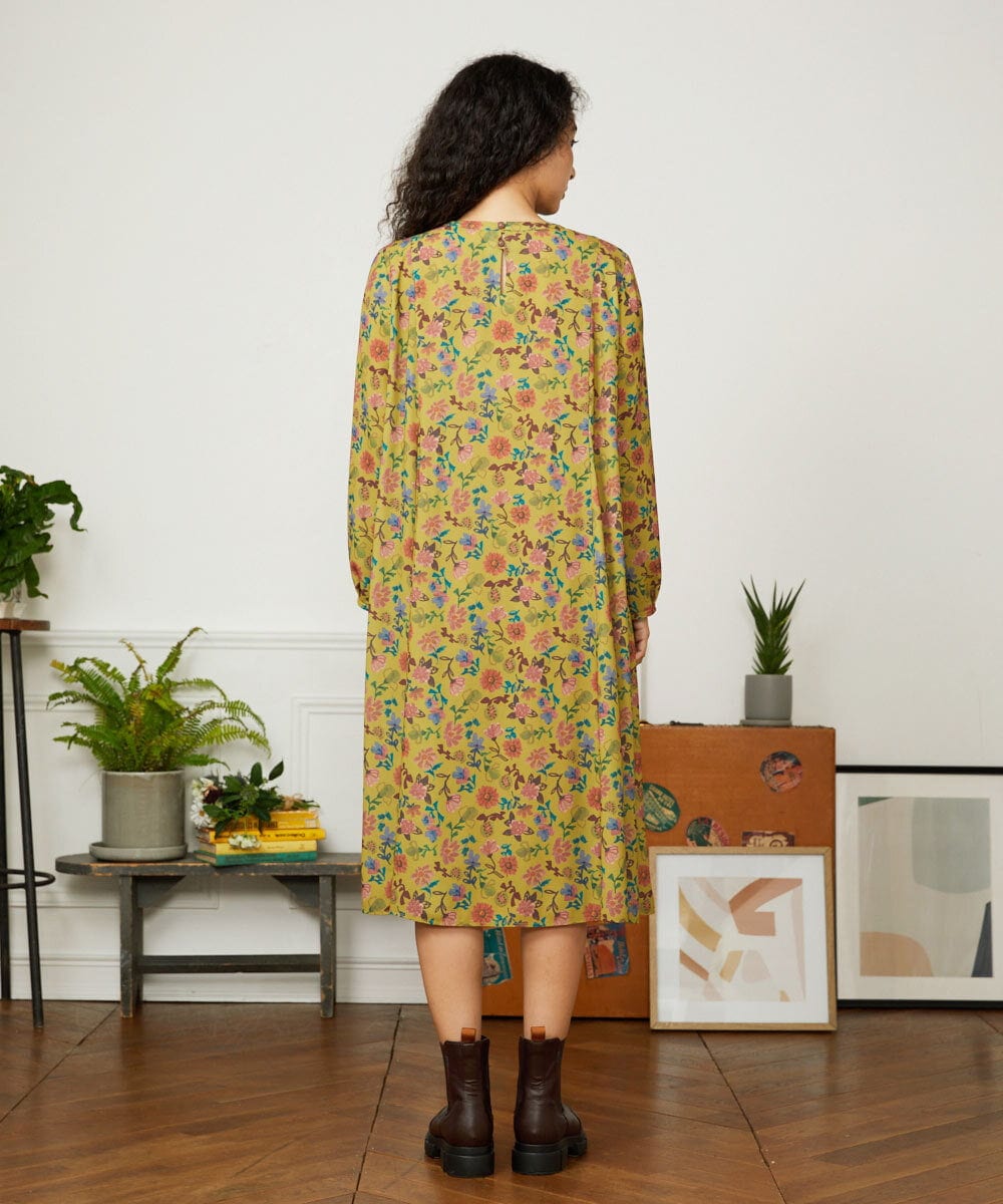 GJELA50300 Jocomomola(ホコモモラ) 【早割10％OFF】Bail de flores フラワープリントワンピース イエロー